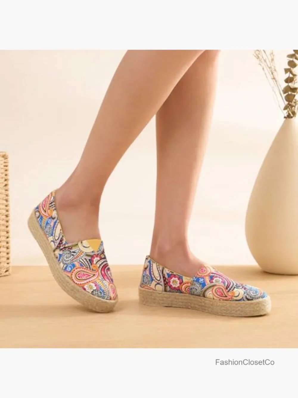 Canvas Espadrilles Flats Slip On Comfortable Travel Casual Shoes Memory Foam
